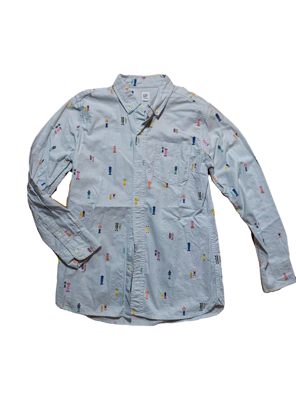 GAP Kids Light Blue Shirt with Skateboard Print Youth XL